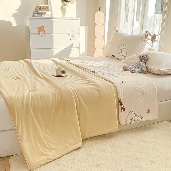 91家纺网 家纺一手货源 找家纺 萌飞 2025新款冷暖双感夏被夏凉被空调被 比利小熊