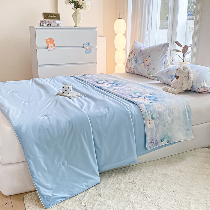 91家纺网 家纺一手货源 找家纺 萌飞 2025新款冷暖双感夏被夏凉被空调被 浮花半日