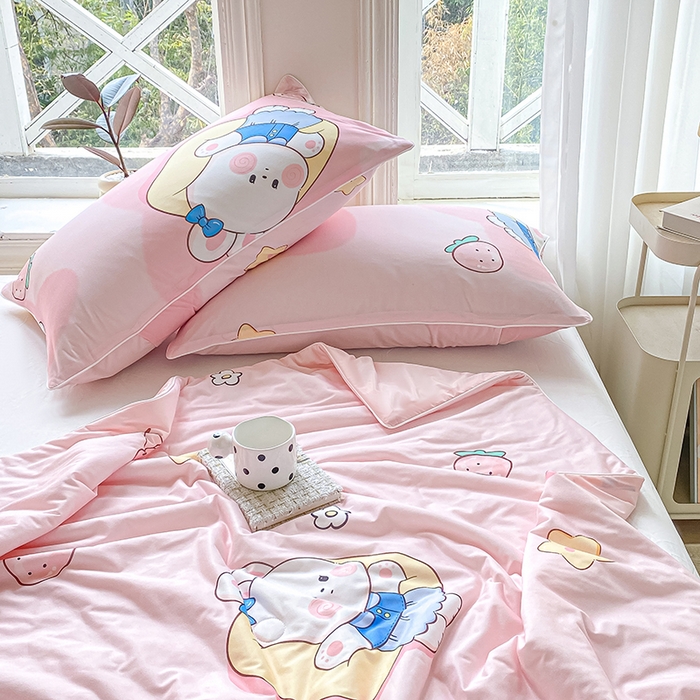 91家纺网 家纺一手货源 找家纺 萌飞 2025新款冷暖双感夏被夏凉被空调被 晚安小兔