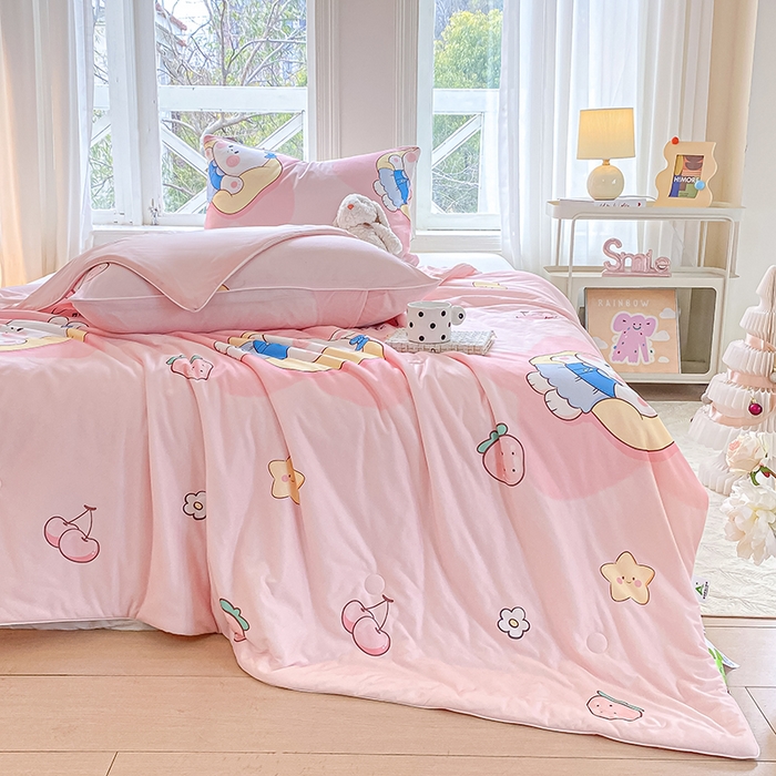 91家纺网 家纺一手货源 找家纺 萌飞 2025新款冷暖双感夏被夏凉被空调被 晚安小兔