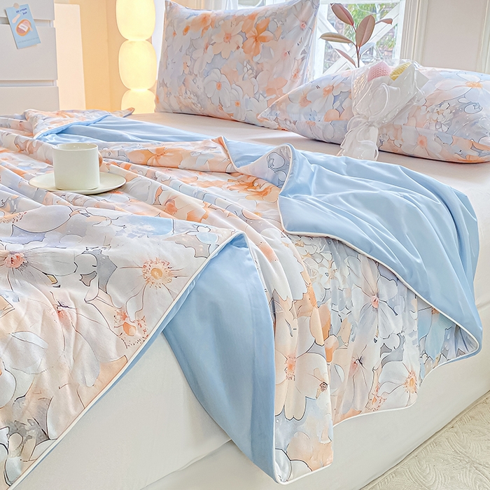 91家纺网 家纺一手货源 找家纺 萌飞 2025新款冷暖双感夏被夏凉被空调被 沁园花语