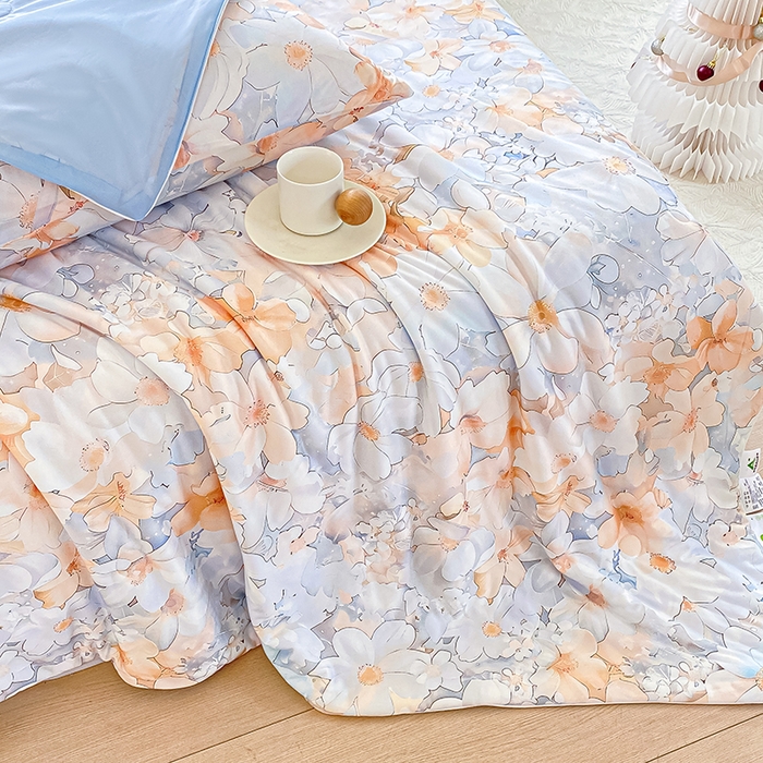 91家纺网 家纺一手货源 找家纺 萌飞 2025新款冷暖双感夏被夏凉被空调被 沁园花语