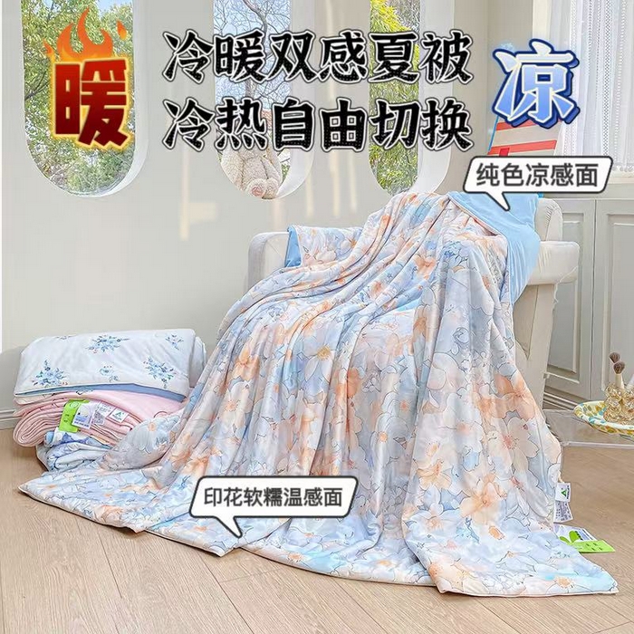 91家纺网 家纺一手货源 找家纺 萌飞 2025新款冷暖双感夏被夏凉被空调被 沁园花语