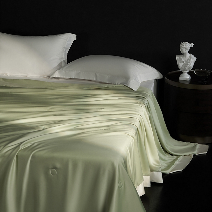 91家纺网 家纺一手货源 找家纺 100支兰精天丝夏被纯色莱赛尔天丝空调被 天丝夏凉被 阳光绿