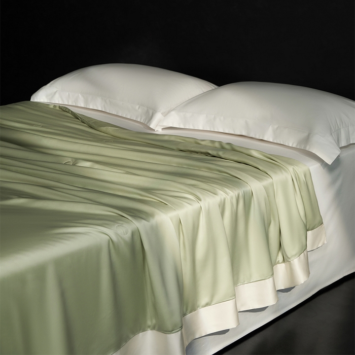 91家纺网 家纺一手货源 找家纺 100支兰精天丝夏被纯色莱赛尔天丝空调被 天丝夏凉被 阳光绿