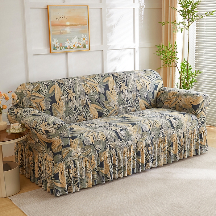 共鸣沙发套 2025新款牛奶丝系列沙发套（裙摆款） 繁花