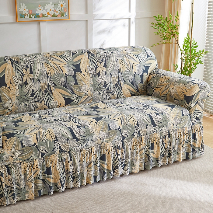 91家纺网 家纺一手货源 找家纺 共鸣沙发套 2025新款牛奶丝系列沙发套（裙摆款） 繁花