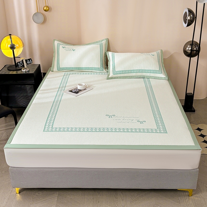 91家纺网 家纺一手货源 找家纺 （总）耐思家纺 2025新品A类高端大版高分子530克PE提花冰豆豆床席床笠千鸟结系列直播爆款(可供跨境压缩)