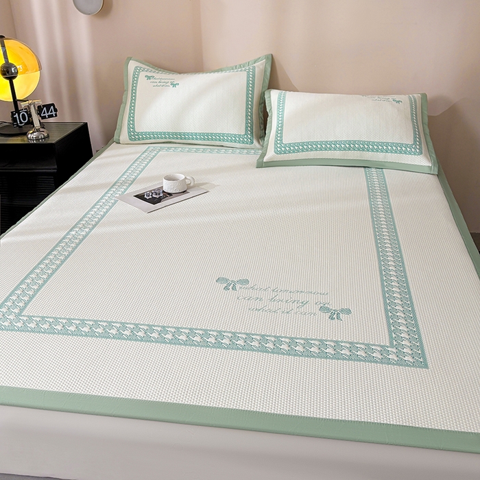 91家纺网 家纺一手货源 找家纺 （总）耐思家纺 2025新品A类高端大版高分子530克PE提花冰豆豆床席床笠千鸟结系列直播爆款(可供跨境压缩)