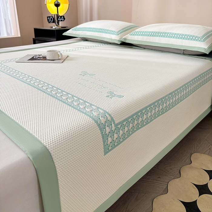 91家纺网 家纺一手货源 找家纺 （总）耐思家纺 2025新品A类高端大版高分子530克PE提花冰豆豆床席床笠千鸟结系列直播爆款(可供跨境压缩)