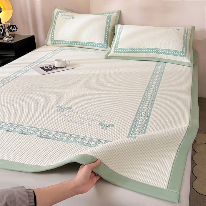 91家纺网 家纺一手货源 找家纺 （总）耐思家纺 2025新品A类高端大版高分子530克PE提花冰豆豆床席床笠千鸟结系列直播爆款(可供跨境压缩)