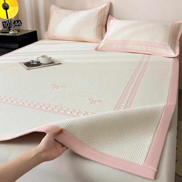 91家纺网 家纺一手货源 找家纺 （总）耐思家纺 2025新品A类高端大版高分子530克PE提花冰豆豆床席床笠千鸟结系列直播爆款(可供跨境压缩)