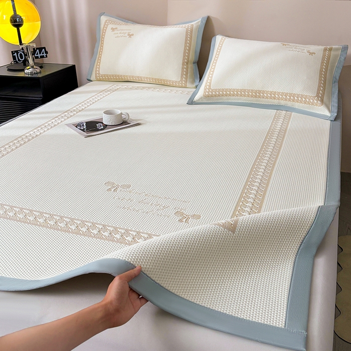 91家纺网 家纺一手货源 找家纺 （总）耐思家纺 2025新品A类高端大版高分子530克PE提花冰豆豆床席床笠千鸟结系列直播爆款(可供跨境压缩)