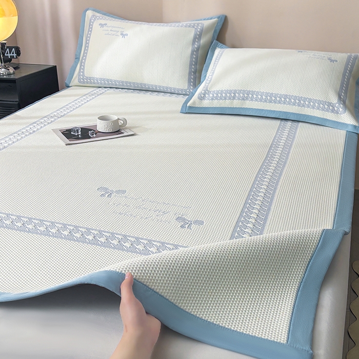 91家纺网 家纺一手货源 找家纺 （总）耐思家纺 2025新品A类高端大版高分子530克PE提花冰豆豆床席床笠千鸟结系列直播爆款(可供跨境压缩)