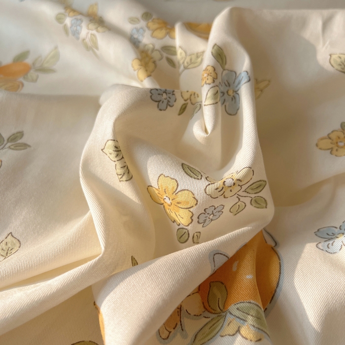91家纺网 家纺一手货源 找家纺 六巷胡同 2025新款40S全棉纯棉INS童趣可爱风卡通嵌绳款四件套 嵌绳布里香橙兔