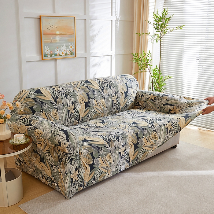 91家纺网 家纺一手货源 找家纺 共鸣沙发套 2025新款牛奶丝印花系列沙发套（新增花色全包款）  繁花