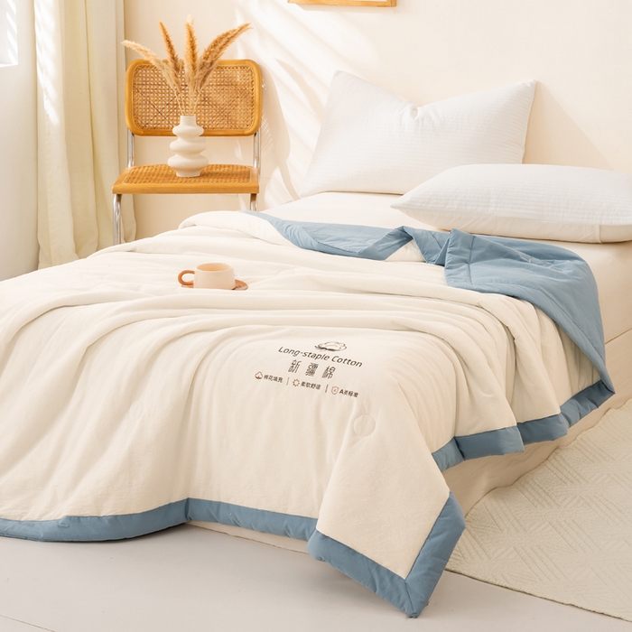 91家纺网 家纺一手货源 找家纺 （总）梦初语 2025新款A类母婴水洗棉纯色双拼新疆棉花夏凉被可机洗直播爆单夏被