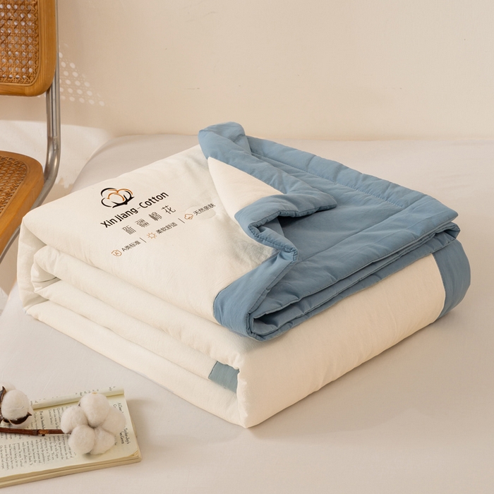 91家纺网 家纺一手货源 找家纺 （总）梦初语 2025新款A类母婴水洗棉纯色双拼新疆棉花夏凉被可机洗直播爆单夏被