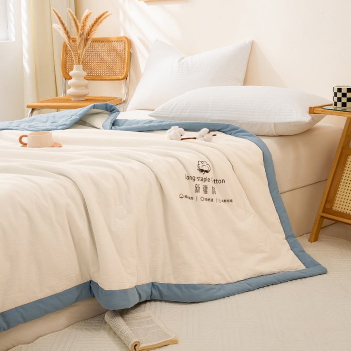 91家纺网 家纺一手货源 找家纺 （总）梦初语 2025新款A类母婴水洗棉纯色双拼新疆棉花夏凉被可机洗直播爆单夏被