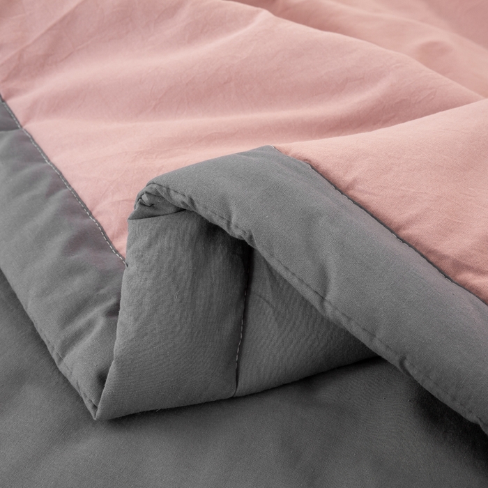 91家纺网 家纺一手货源 找家纺 梦初语 2025新款A类母婴水洗棉纯色双拼新疆棉花夏凉被可机洗直播爆单夏被 温馨粉