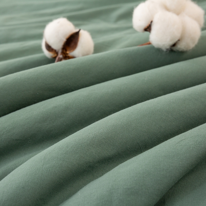 91家纺网 家纺一手货源 找家纺 梦初语 2025新款A类母婴水洗棉纯色双拼新疆棉花夏凉被可机洗直播爆单夏被 墨绿