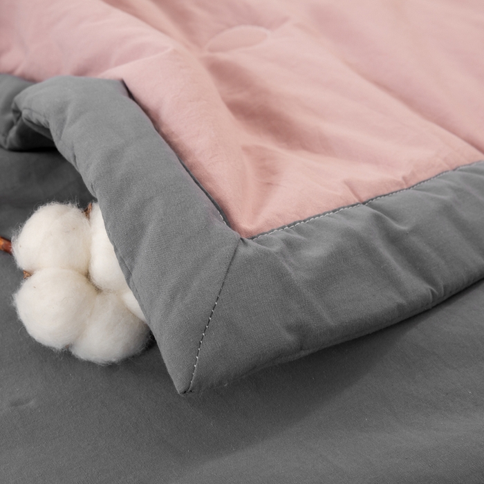 91家纺网 家纺一手货源 找家纺 梦初语 2025新款A类母婴水洗棉纯色双拼新疆棉花夏凉被可机洗直播爆单夏被 温馨粉