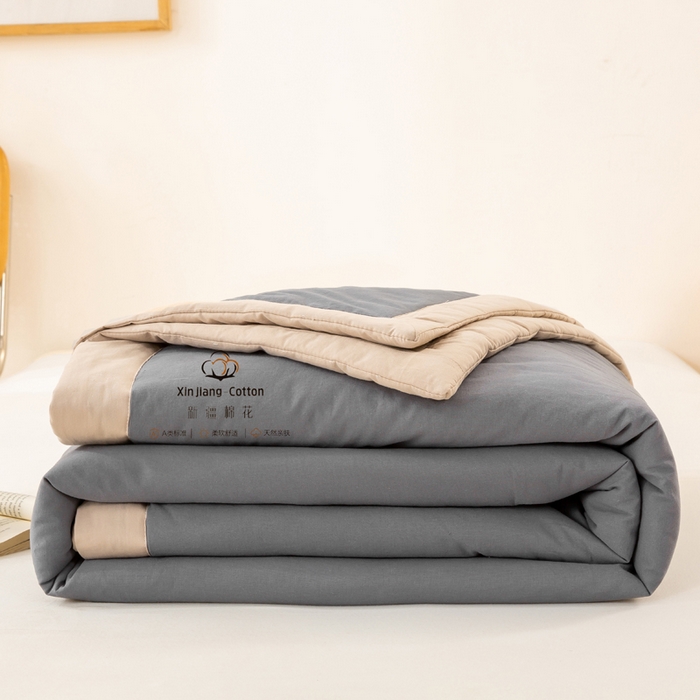 91家纺网 家纺一手货源 找家纺 梦初语 2025新款A类母婴水洗棉纯色双拼新疆棉花夏凉被可机洗直播爆单夏被 深灰