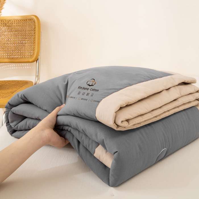 91家纺网 家纺一手货源 找家纺 梦初语 2025新款A类母婴水洗棉纯色双拼新疆棉花夏凉被可机洗直播爆单夏被 深灰