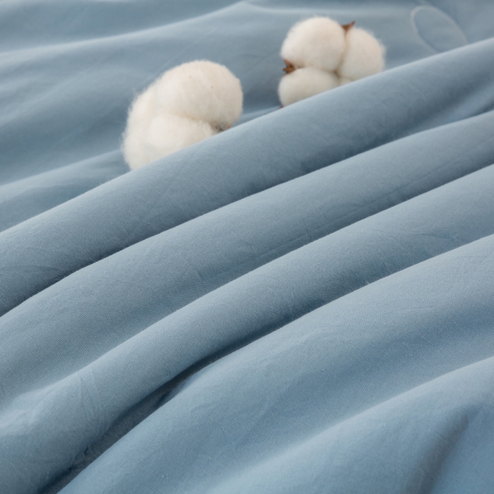 91家纺网 家纺一手货源 找家纺 梦初语 2025新款A类母婴水洗棉纯色双拼新疆棉花夏凉被可机洗直播爆单夏被 蓝灰