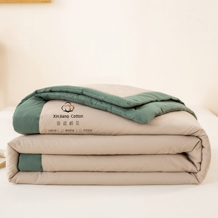 91家纺网 家纺一手货源 找家纺 梦初语 2025新款A类母婴水洗棉纯色双拼新疆棉花夏凉被可机洗直播爆单夏被 卡其