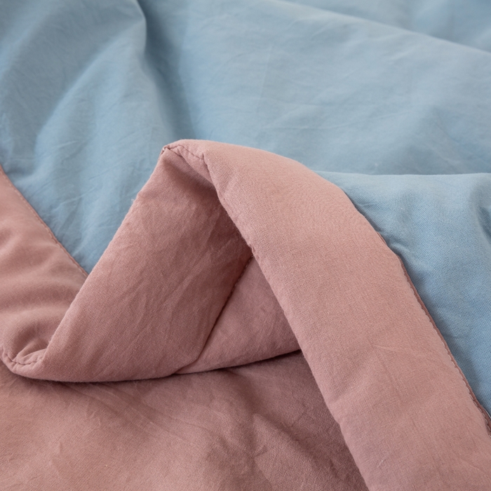 91家纺网 家纺一手货源 找家纺 梦初语 2025新款A类母婴水洗棉纯色双拼新疆棉花夏凉被可机洗直播爆单夏被 蓝灰