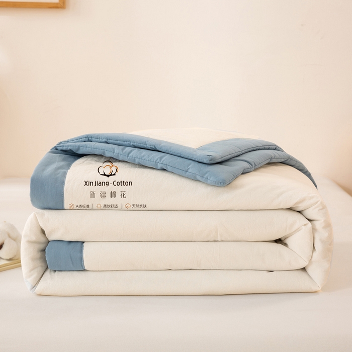 91家纺网 家纺一手货源 找家纺 （总）梦初语 2025新款A类母婴水洗棉纯色双拼新疆棉花夏凉被可机洗直播爆单夏被