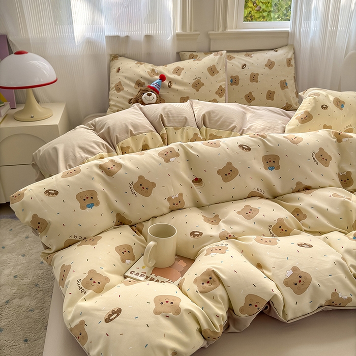 91家纺网 家纺一手货源 找家纺 （总）沐芷 2025 软萌水洗棉卡通印花四件套床上用品三件套被套床单