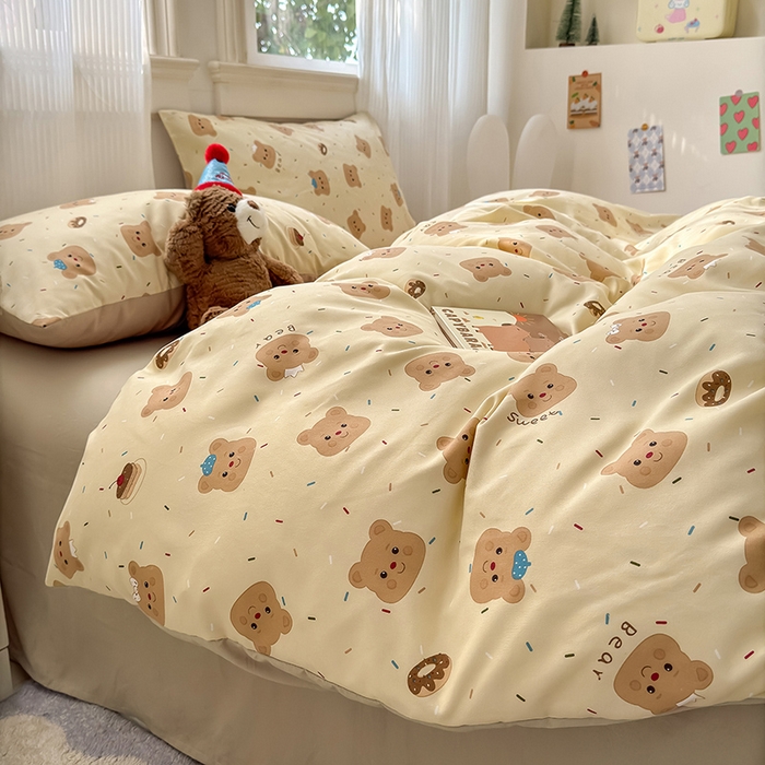 91家纺网 家纺一手货源 找家纺 （总）沐芷 2025 软萌水洗棉卡通印花四件套床上用品三件套被套床单