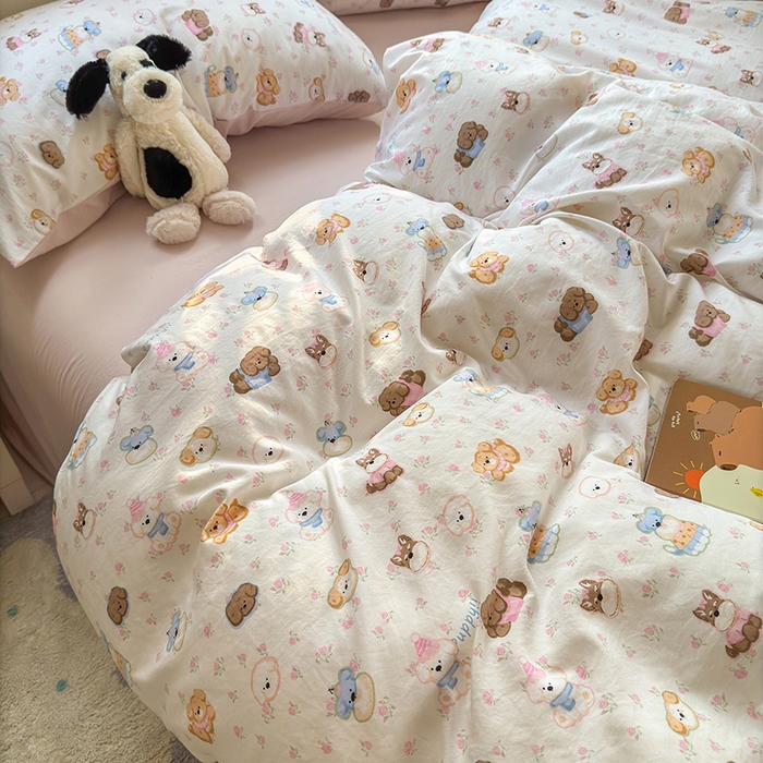 91家纺网 家纺一手货源 找家纺 （总）沐芷 2025 软萌水洗棉卡通印花四件套床上用品三件套被套床单