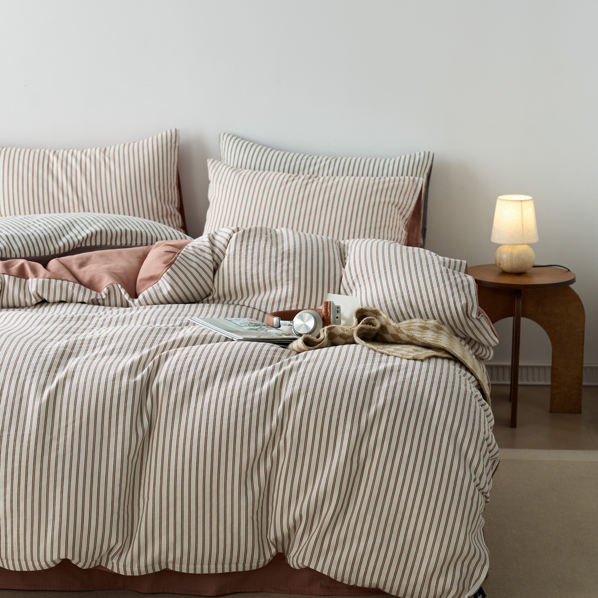 91家纺网 家纺一手货源 找家纺 （总）安莱生活 2025新款水洗色织华夫格提花四件套-织唛系列