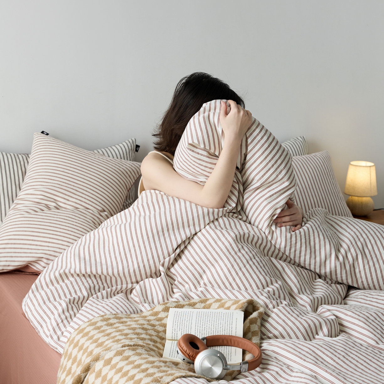 91家纺网 家纺一手货源 找家纺 （总）安莱生活 2025新款水洗色织华夫格提花四件套-织唛系列