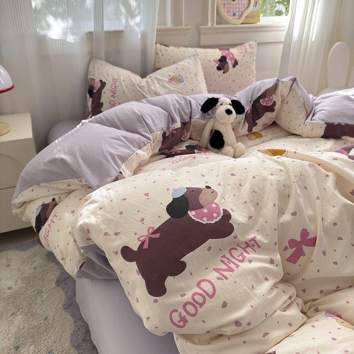 91家纺网 家纺一手货源 找家纺 （总）沐芷 2025 软萌卡通超柔水洗棉单被套A类 被套单件被罩