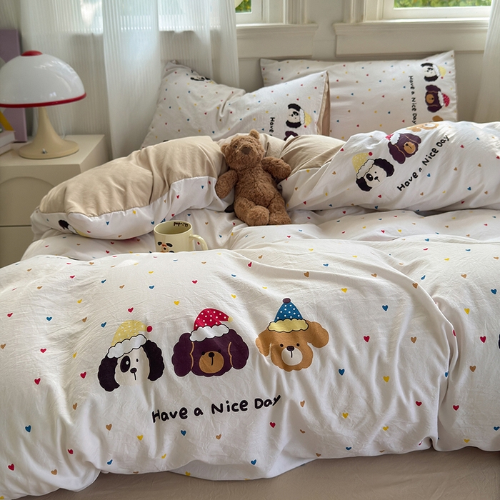 91家纺网 家纺一手货源 找家纺 （总）沐芷 2025 软萌水洗棉卡通印花四件套床上用品三件套被套床单