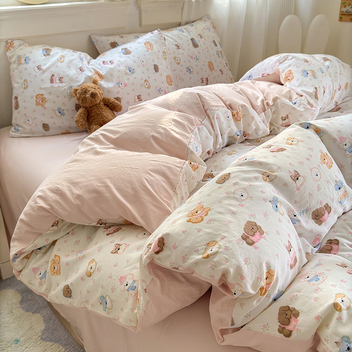 91家纺网 家纺一手货源 找家纺 沐芷 2025 软萌卡通超柔水洗棉单被套A类 被套单件被罩 萌狗花花