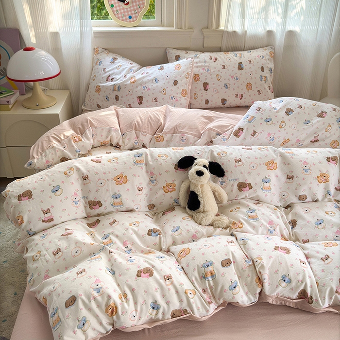 91家纺网 家纺一手货源 找家纺 沐芷 2025 软萌卡通超柔水洗棉单被套A类 被套单件被罩 萌狗花花