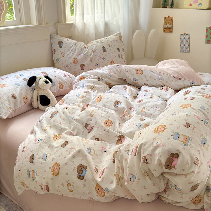 91家纺网 家纺一手货源 找家纺 沐芷 2025 软萌卡通超柔水洗棉单被套A类 被套单件被罩 萌狗花花