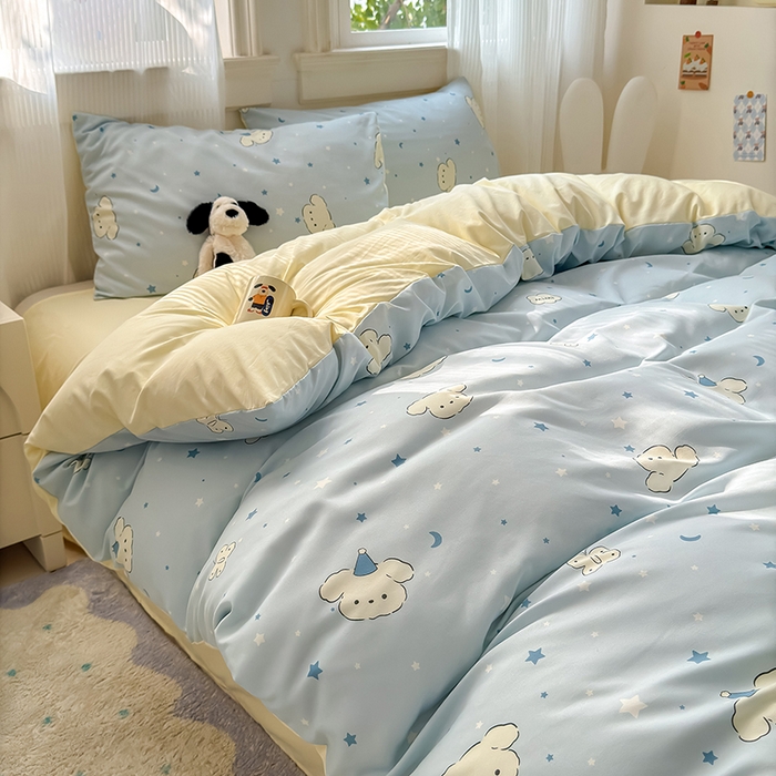 91家纺网 家纺一手货源 找家纺 沐芷 2025 软萌卡通超柔水洗棉单被套A类 被套单件被罩 星空狗