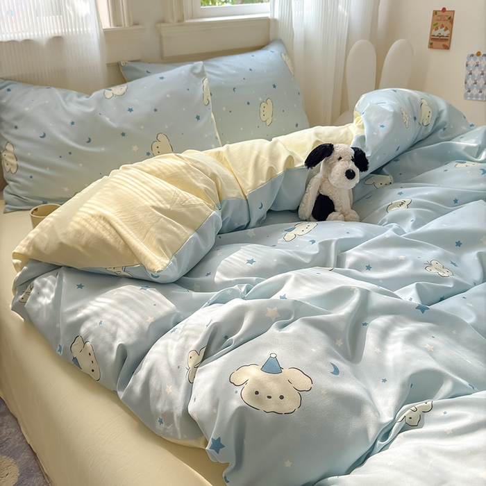 91家纺网 家纺一手货源 找家纺 沐芷 2025 软萌卡通超柔水洗棉单被套A类 被套单件被罩 星空狗