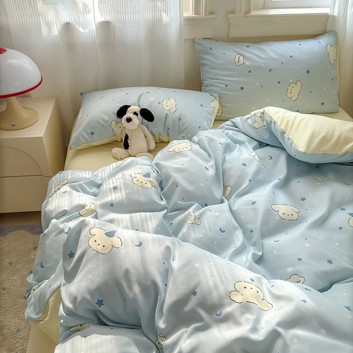 91家纺网 家纺一手货源 找家纺 沐芷 2025 软萌卡通超柔水洗棉单被套A类 被套单件被罩 星空狗