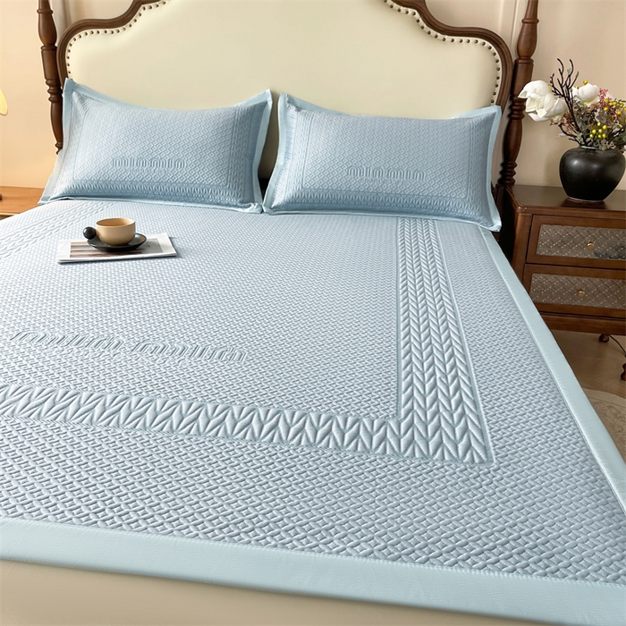 91家纺网 家纺一手货源 找家纺 （总）耐思家纺 2025新品A类高端大版高分子530克PE提花冰豆豆床席床笠系列直播热款(可供跨境压缩)