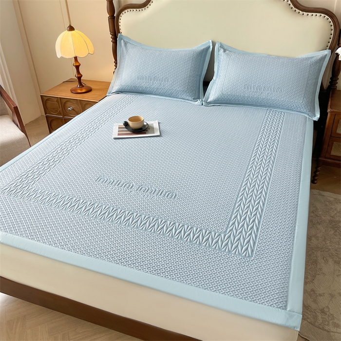 91家纺网 家纺一手货源 找家纺 （总）耐思家纺 2025新品A类高端大版高分子530克PE提花冰豆豆床席床笠系列直播热款(可供跨境压缩)