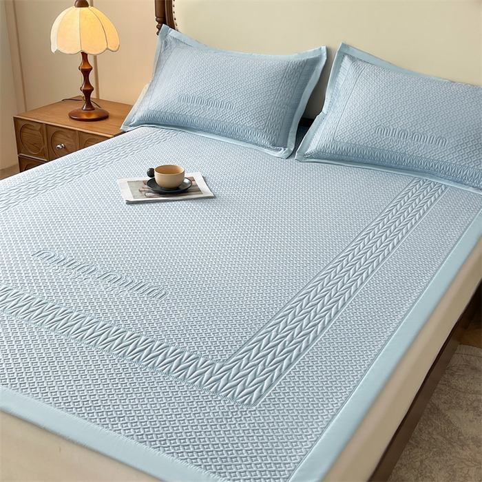 91家纺网 家纺一手货源 找家纺 （总）耐思家纺 2025新品A类高端大版高分子530克PE提花冰豆豆床席床笠系列直播热款(可供跨境压缩)