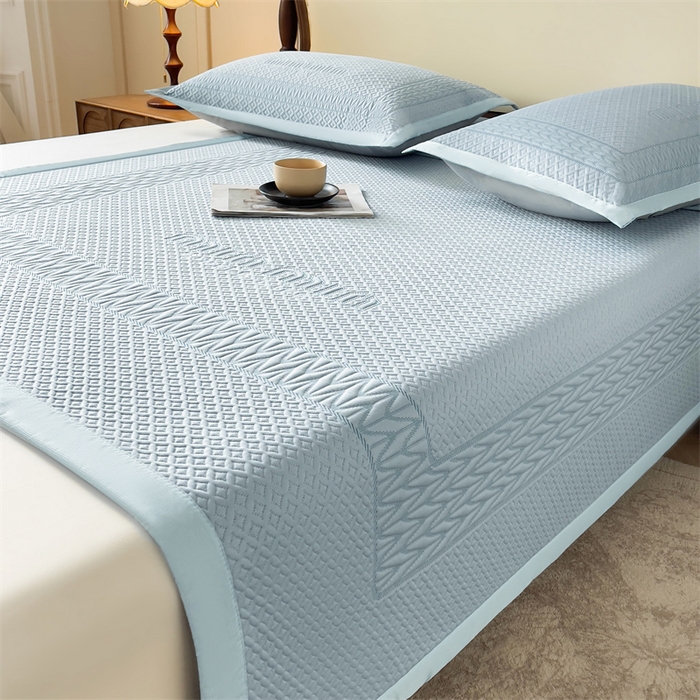 91家纺网 家纺一手货源 找家纺 （总）耐思家纺 2025新品A类高端大版高分子530克PE提花冰豆豆床席床笠系列直播热款(可供跨境压缩)