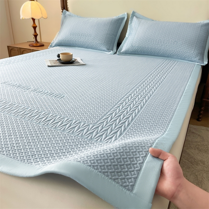 91家纺网 家纺一手货源 找家纺 （总）耐思家纺 2025新品A类高端大版高分子530克PE提花冰豆豆床席床笠系列直播热款(可供跨境压缩)